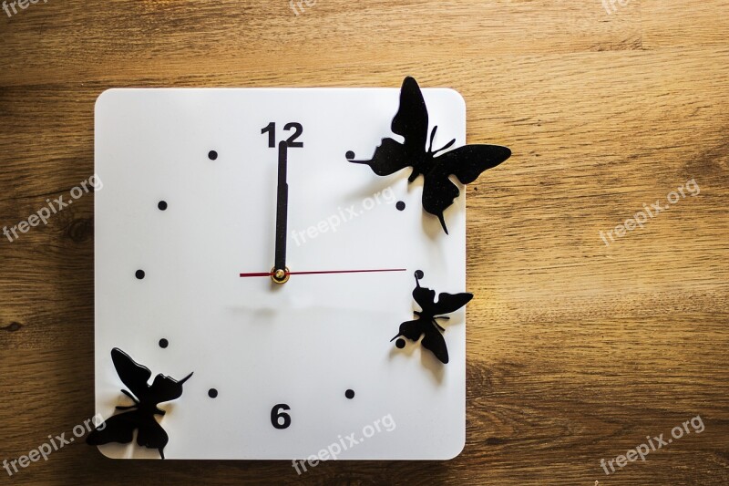 Clock Time Butterflies Measurement Of Time Elapsed Time