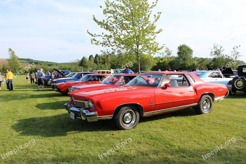 Red Car Car Show Vehicle Transportation