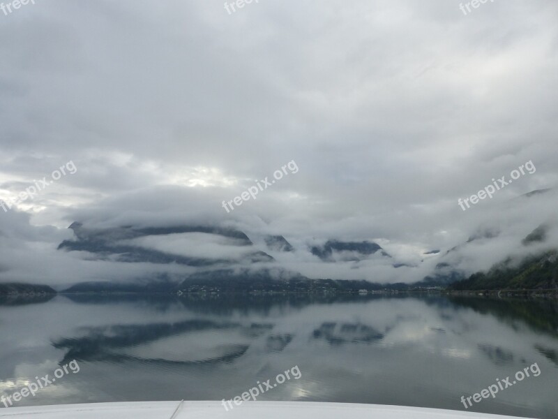 Eidfjord Norway Fjords Clouds Dawn