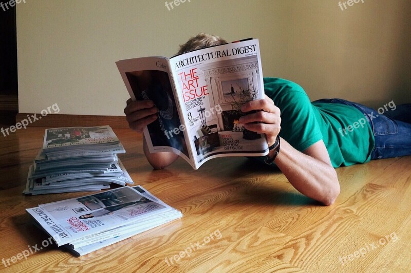 Person Reading Magazines Home Casual