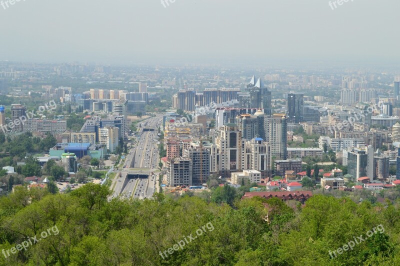 City Almaty Kazakhstan Summer Sky