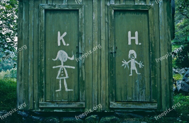 Toilet Norway Wooden Door Green Door