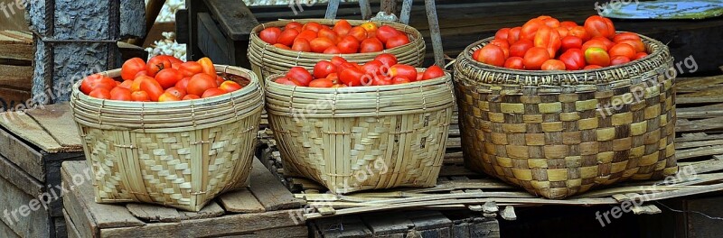 Basket Tomatoes Market Myanmar Burma