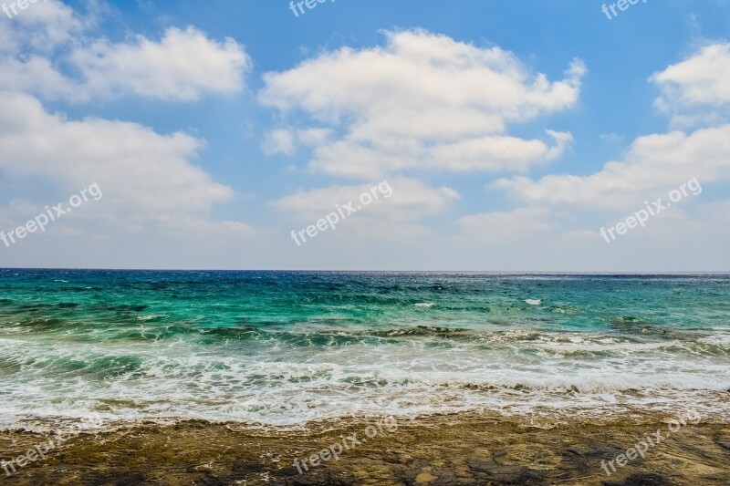 Sea Sky Clouds Horizon Coast