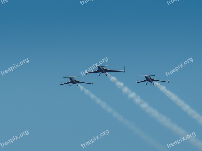 Air Festival Flight Aircraft Smoke Sky