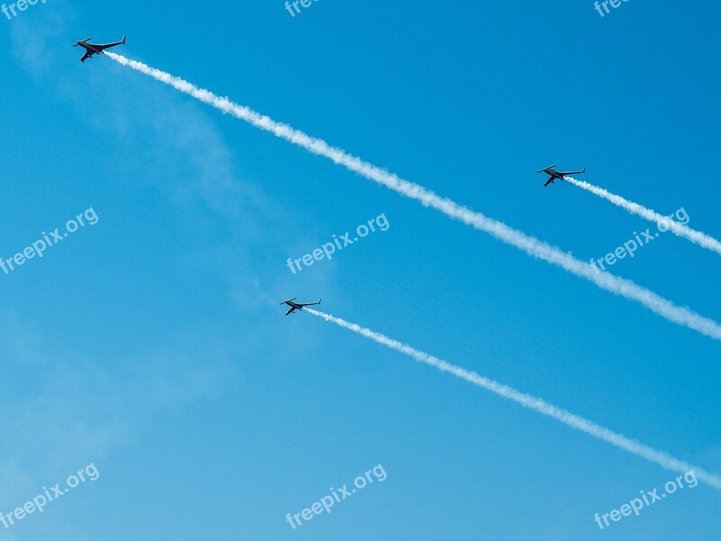 Air Festival Flight Aircraft Smoke Sky