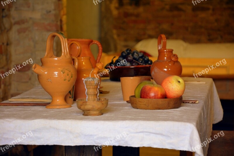 Table Medieval Items Candle Amphora