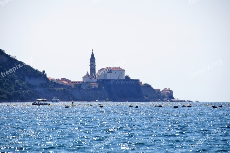 The City Of Piran Seaside The Walls Of The Slovenia Historical