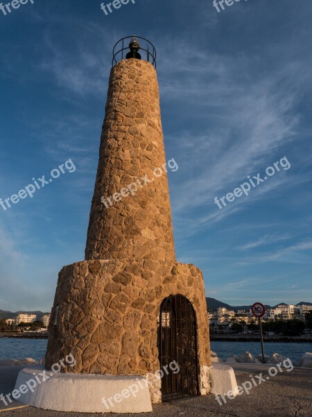 Lighthouse Sky Clouds Sea Costa