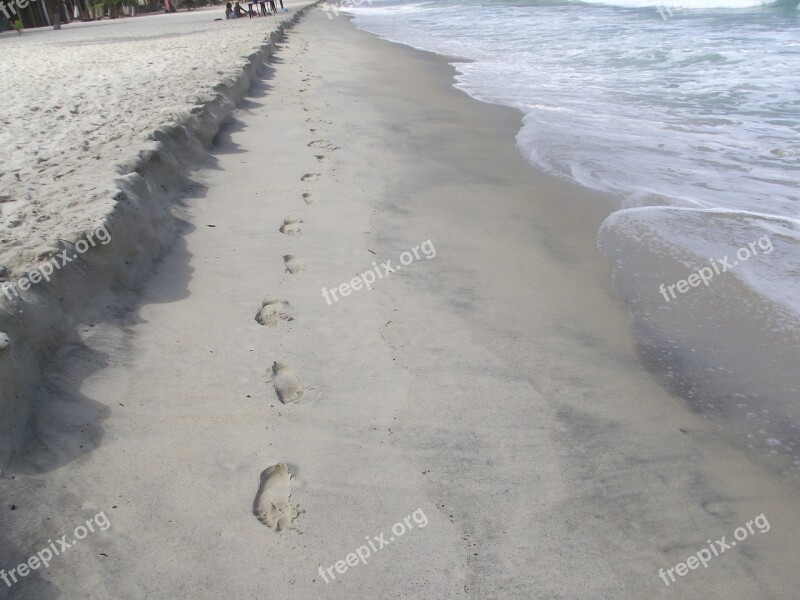 Sand Beach Footprints Sand Beach Sea