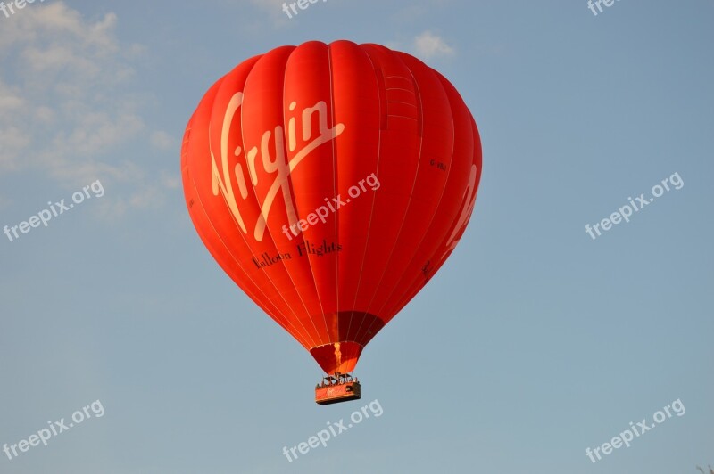 Hot Air Balloon Red Sky Virgin Blue Sky Red