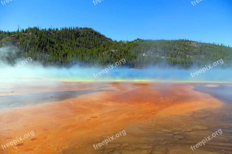 Vapors Above Grand Prismatic Spring Spring Prismatic Color Yellowstone