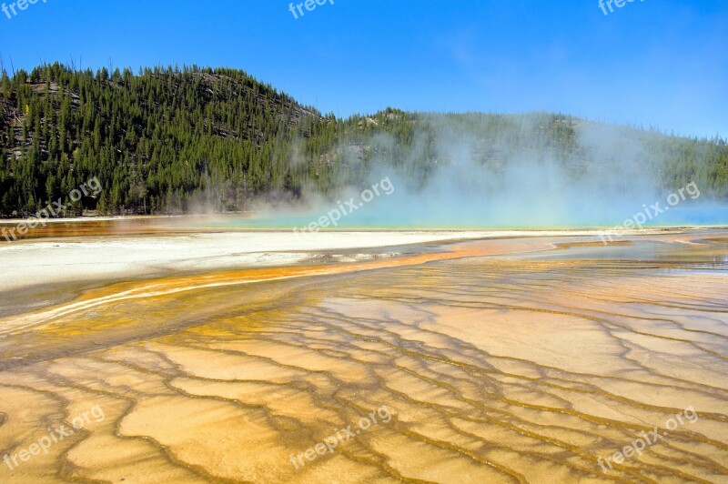 Grand Prismatic Bacterial Mat Thermal Spring Grand Prismatic