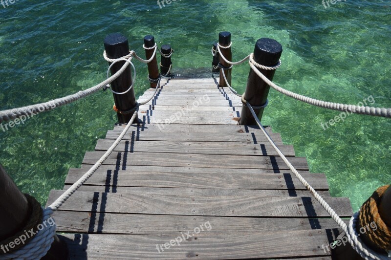 Pier Stairs Water Sea Coast