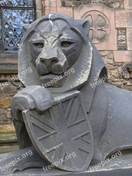 Lion Scotland Edinburgh Coat Of Arms Stone Sculpture