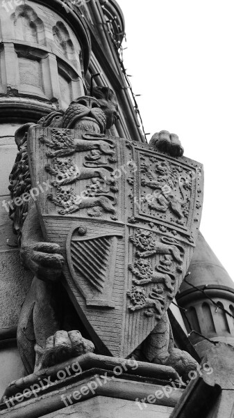 Black And White Shield Architecture Lion Building