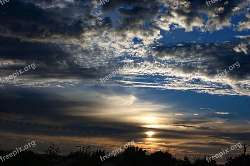 Sunset Majestic Sky Landscape Northern