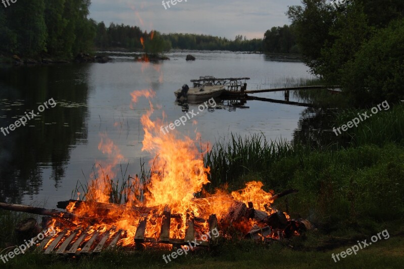 Campfire Bonfire Midsummer Fire Flame