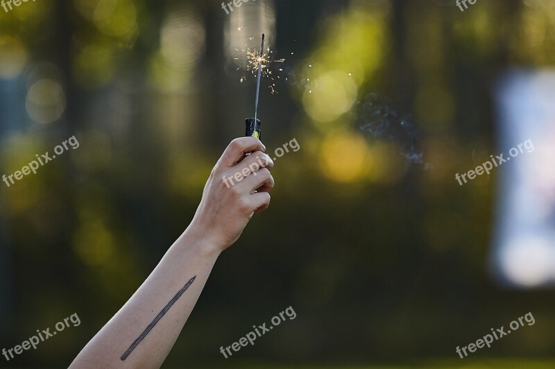 Sparkler Holding Hands Fireworks Sparkles