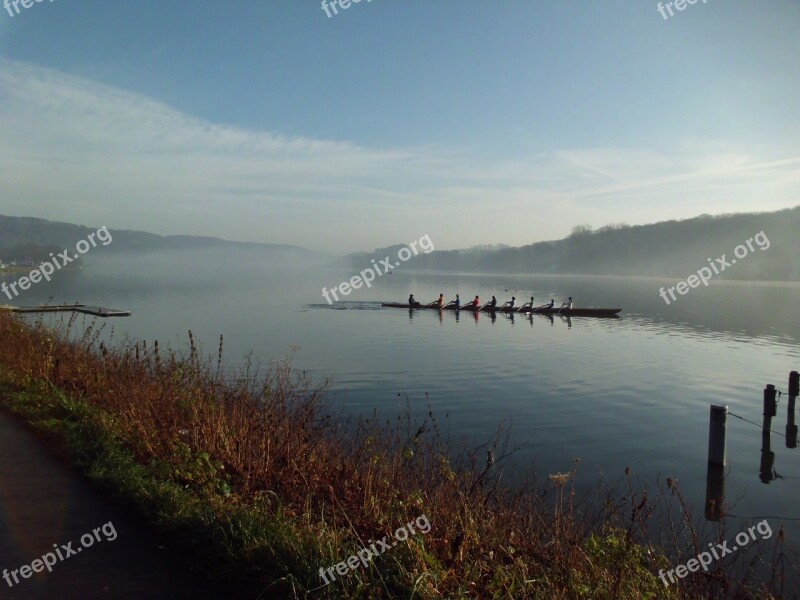 Rowing Boat Roller Coaster Fog Water Sports Free Photos