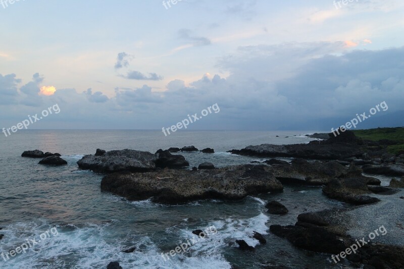 Sanxiantai Bridge Taiwan Seaside Sunset