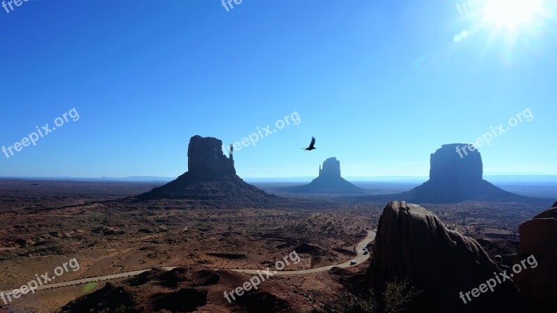 Monument Valley Blue Sky America Utah Sand