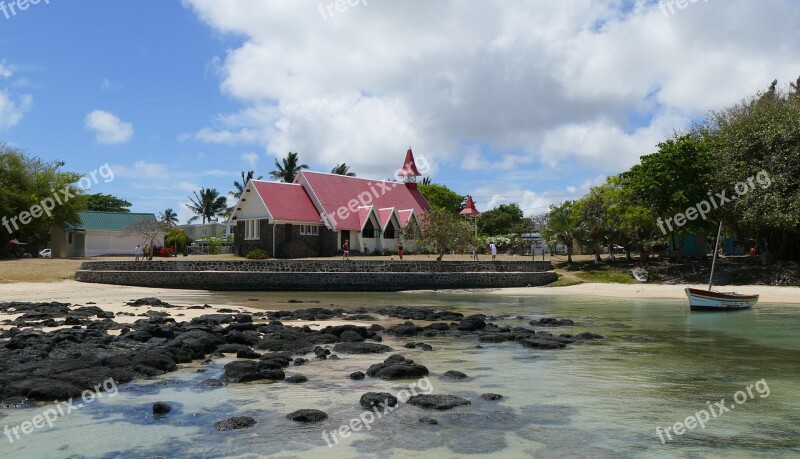 Cap Malheureux Mauritius Church Red Roof Sea