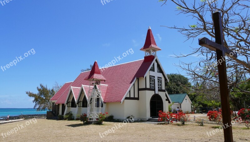 Cap Malheureux Mauritius Church Red Roof Sea