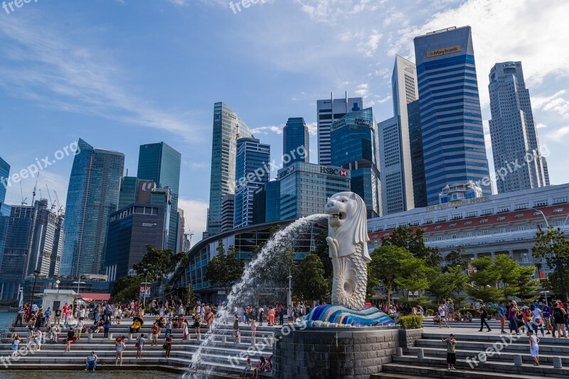 Singapore Merlion Merlion Park City Building