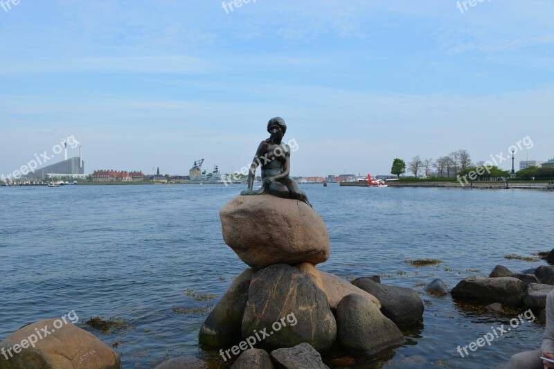 Landmark Little Mermaid Denmark Sea Stones