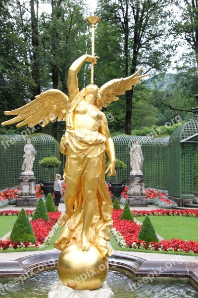 Angel Gold Statue Castle New Navy Blue