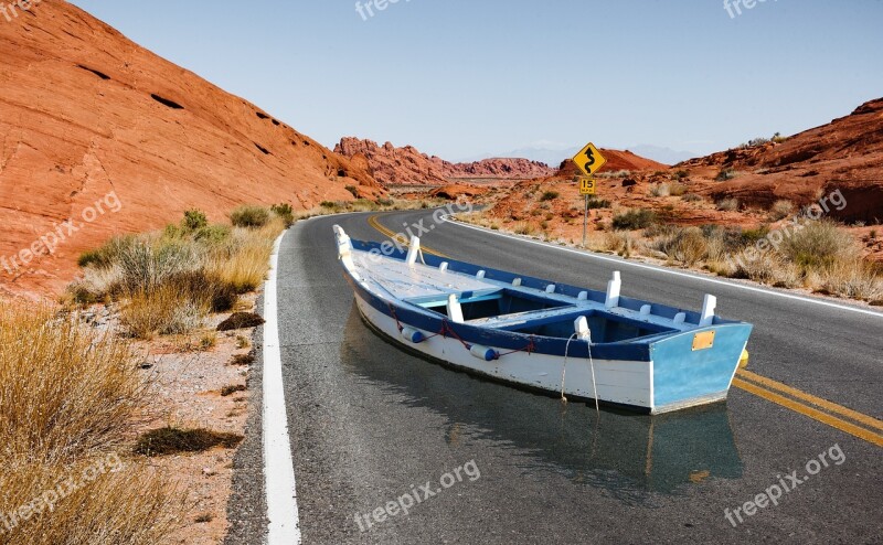 Boat Road Illusion Desert Water