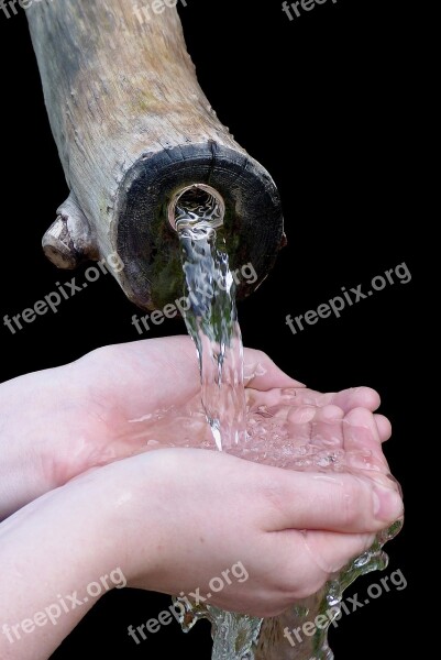 Water Fountain Drinking Water Hands Moist Wet