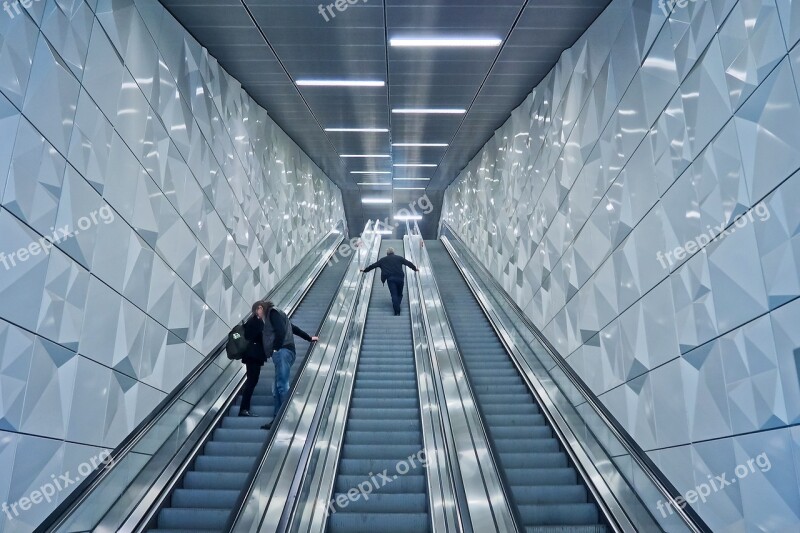 Escalator Underground Handrails Metro Movement