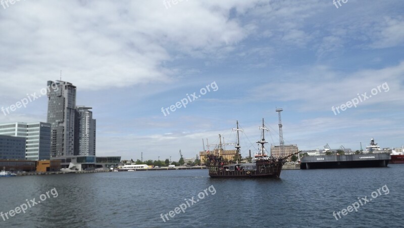 Panorama Gdynia View The Baltic Sea Ship