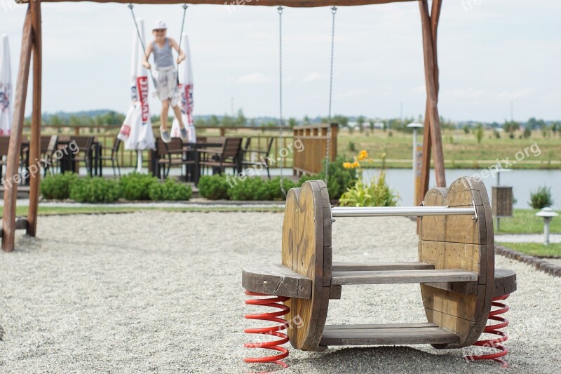 Playground For Children Swing Spring Wooden