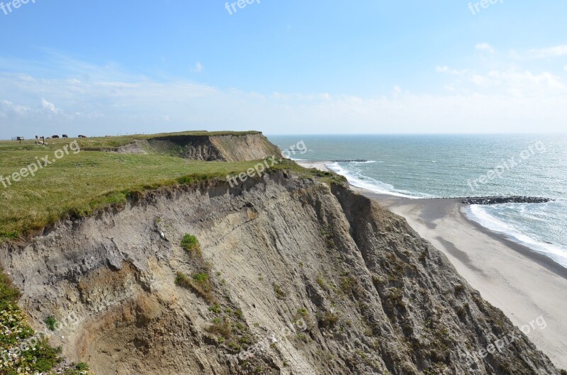 Cliff Denmark North Sea Nature Blue