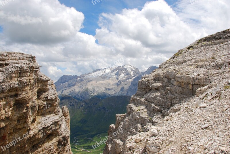 Crevasse Dolomites Trentino Landscape Mountain