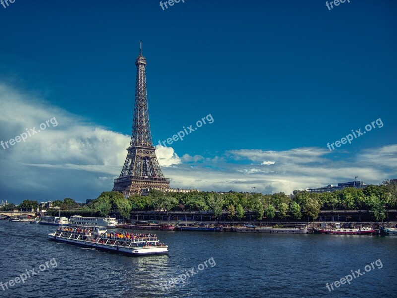 Paris Eiffel France Seine Eiffel Tower