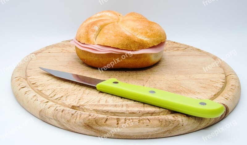 Sausage Bread Board Knife Jause Food