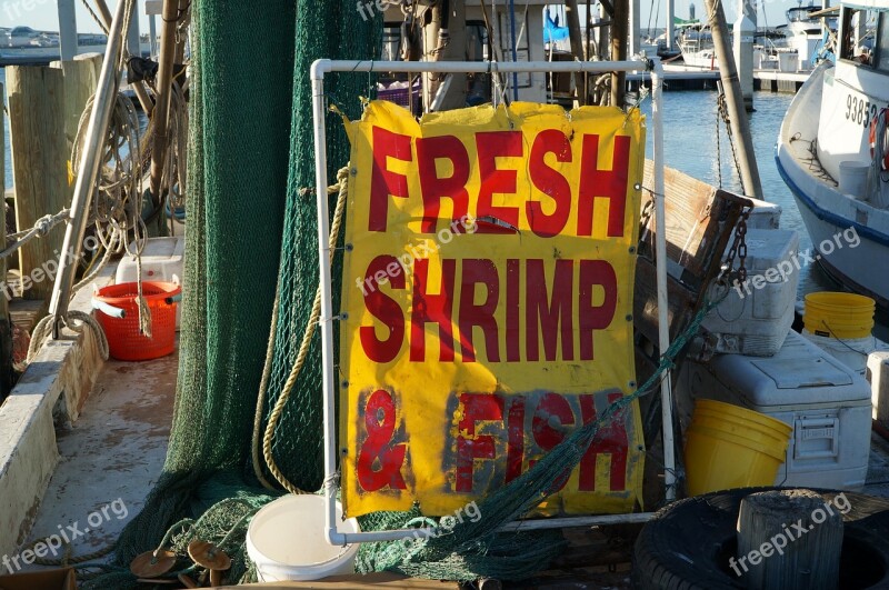 Fishing Shrimp Sign Boat Seafood