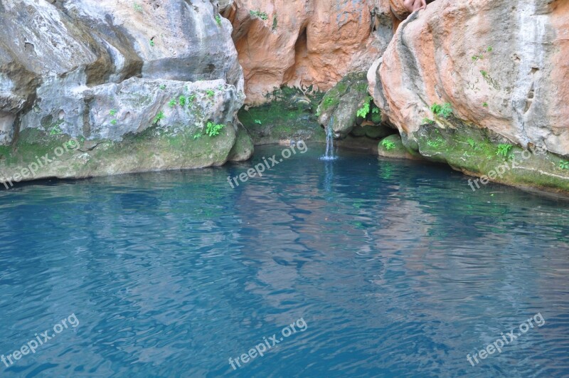 Cave Blue Water Sea Cave Mountain Morocco