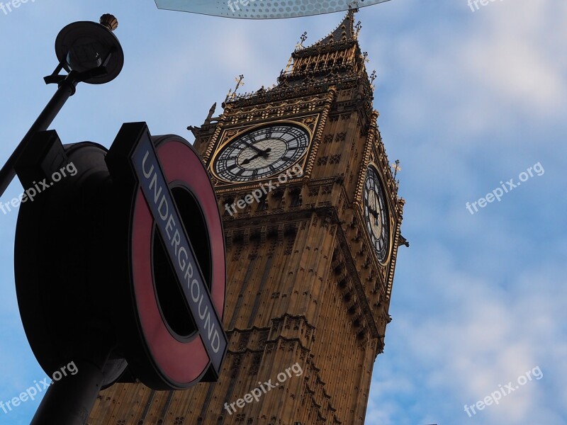 Building England Big Ben Clock Sky