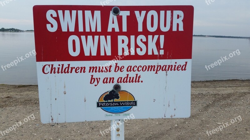 Sign North Dakota No Swimming