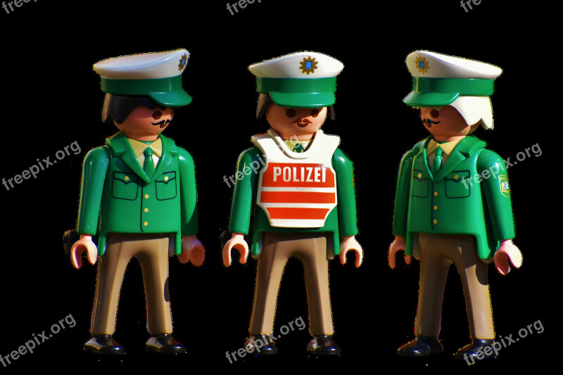 Police Officers Old Playmobil Green Figures