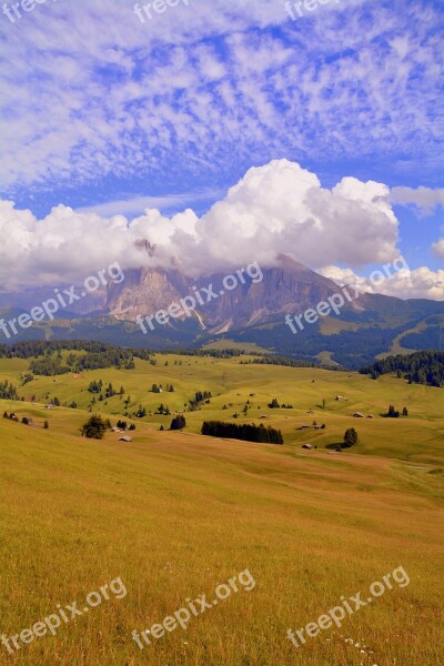 Dolomites Sky Clouds Prato Prairie