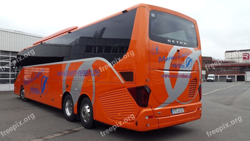 Bus Orange Sky Clouds Travel