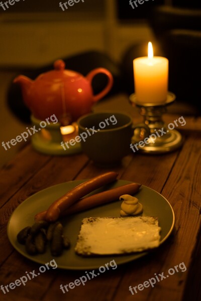 Dinner Abendbrot Romantic Gedeckter Table Food