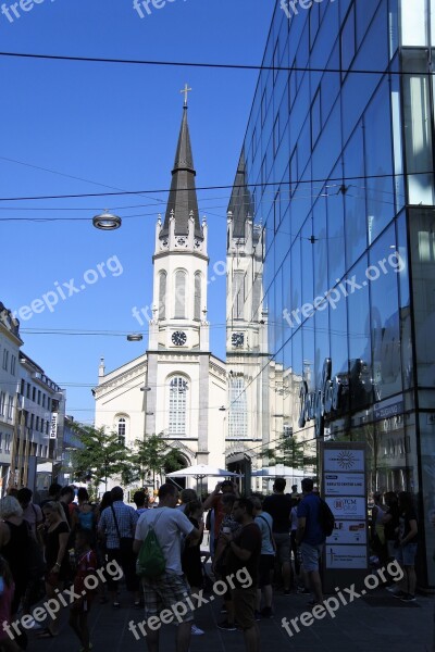 Linz Mirroring Church Architecture Tourists