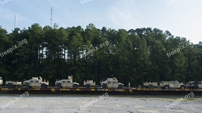 Rail Operations Loaded Humvees Rcws Remote Controlled Weapons Station